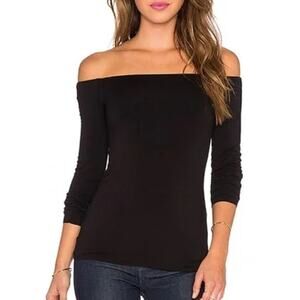 Revolve Bailey 44 Off the Shoulder 3/4 Sleeve Shirt Stretch Lined Size XS Black